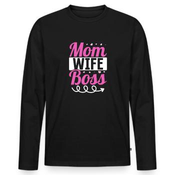 Pour la meilleure maman du monde! Pour la fête des mères - T-shirt manches longues Premium bio Homme - noir - Devant - Nico (187cm)