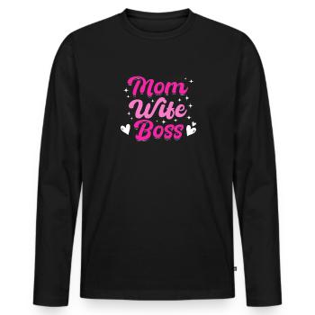 For the best mom in the world! For Mother's Day - Men's Premium Organic Long Sleeve Shirt - black - Front - Nico (187cm)