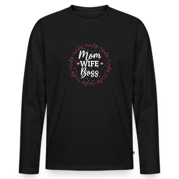 For the best mom in the world! For Mother's Day - Men's Premium Organic Long Sleeve Shirt - black - Front - Nico (187cm)