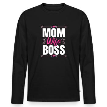 Pour la meilleure maman du monde! Pour la fête des mères - T-shirt manches longues Premium bio Homme - noir - Devant - Nico (187cm)