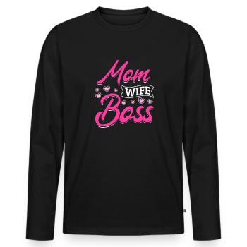 For the best mom in the world! For Mother's Day - Men's Premium Organic Long Sleeve Shirt - black - Front - Nico (187cm)