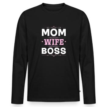 Pour la meilleure maman du monde! Pour la fête des mères - T-shirt manches longues Premium bio Homme - noir - Devant - Nico (187cm)