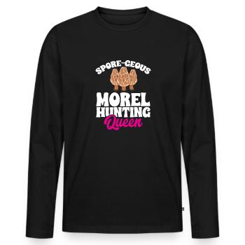 Cueillette de champignons Cueillette de champignons Cueillette de champignons - T-shirt manches longues Premium bio Homme - noir - Devant - Nico (187cm)