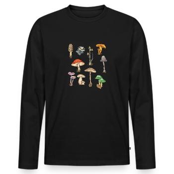Cueillette de champignons Cueillette de champignons Cueillette de champignons - T-shirt manches longues Premium bio Homme - noir - Devant - Nico (187cm)