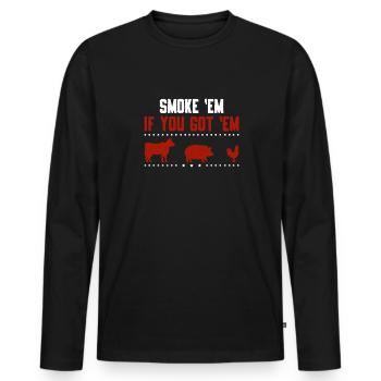 Smok 'em If You Got 'em Meat Saison des barbecues - T-shirt manches longues Premium bio Homme - noir - Devant - Nico (187cm)