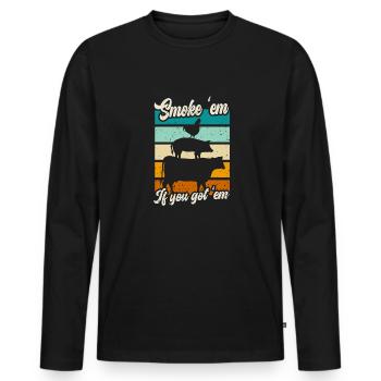 Smok 'em If You Got 'em Meat Saison des barbecues - T-shirt manches longues Premium bio Homme - noir - Devant - Nico (187cm)