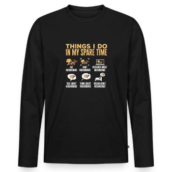 Cueillette de champignons Cueillette de champignons Cueillette de champignons - T-shirt manches longues Premium bio Homme - noir - Devant - Nico (187cm)