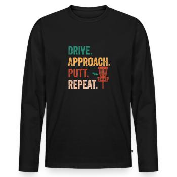 Discgolf Disc Golf Frisbee - Men's Premium Organic Long Sleeve Shirt - black - Front - Nico (187cm)
