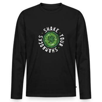 Drôle de Saint Patrick irlandais Shake Your - T-shirt manches longues Premium bio Homme - noir - Devant - Nico (187cm)