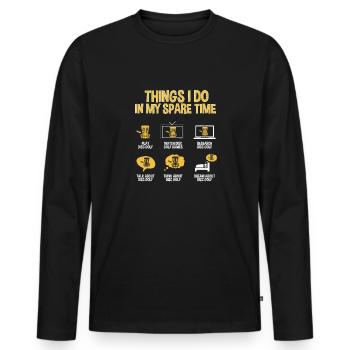 Discgolf Disc Golf Frisbee - Men's Premium Organic Long Sleeve Shirt - black - Front - Nico (187cm)