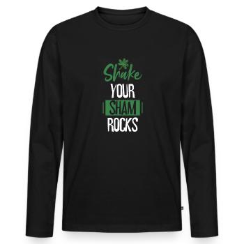 Drôle de Saint Patrick irlandais Shake Your - T-shirt manches longues Premium bio Homme - noir - Devant - Nico (187cm)