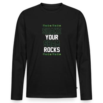 Drôle de Saint Patrick irlandais Shake Your - T-shirt manches longues Premium bio Homme - noir - Devant - Nico (187cm)