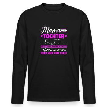 tolles Muttertag Spruch - ein Herz und eine Seele. - Männer Premium Bio Langarmshirt - Schwarz - Vorne - Nico (187cm)