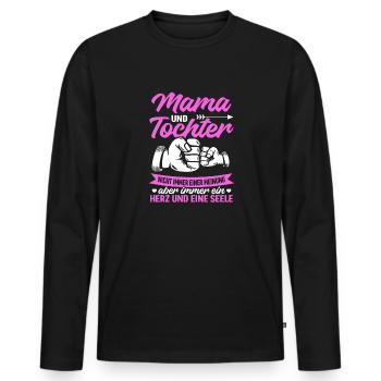 tolles Muttertag Spruch - ein Herz und eine Seele. - Männer Premium Bio Langarmshirt - Schwarz - Vorne - Nico (187cm)