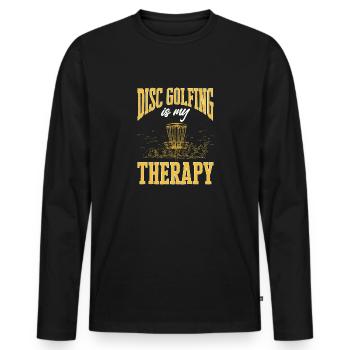 Discgolf Disc Golf Frisbee - Men's Premium Organic Long Sleeve Shirt - black - Front - Nico (187cm)