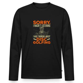 Discgolf Disc Golf Frisbee - Men's Premium Organic Long Sleeve Shirt - black - Front - Nico (187cm)