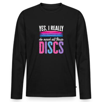 Discgolf Disc Golf Frisbee - Men's Premium Organic Long Sleeve Shirt - black - Front - Nico (187cm)