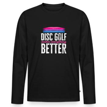 Discgolf Disc Golf Frisbee - Men's Premium Organic Long Sleeve Shirt - black - Front - Nico (187cm)