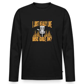 Discgolf Disc Golf Frisbee - Men's Premium Organic Long Sleeve Shirt - black - Front - Nico (187cm)
