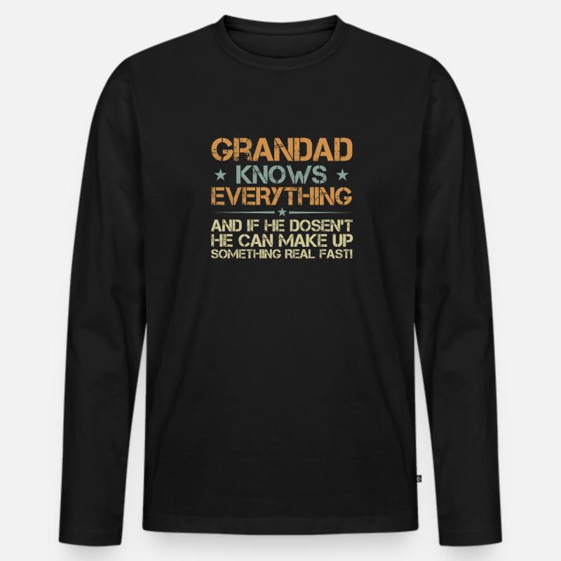 Opa weiß alles - Männer Premium Bio Langarmshirt - Schwarz
