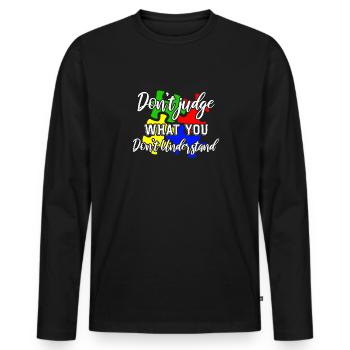 Autism Awareness – Don't Condemn What - Men's Premium Organic Long Sleeve Shirt - black - Front - Nico (187cm)