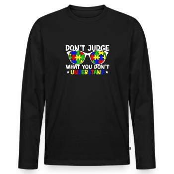 Autism Awareness – Don't Condemn What - Men's Premium Organic Long Sleeve Shirt - black - Front - Nico (187cm)