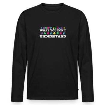 Sensibilisation à l’autisme – Ne jugez pas ce que - T-shirt manches longues Premium bio Homme - noir - Devant - Nico (187cm)