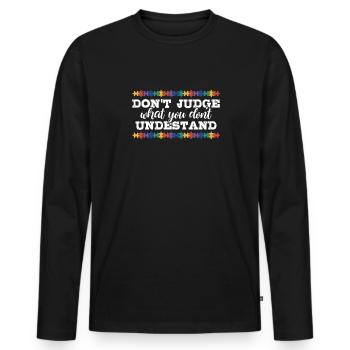 Sensibilisation à l’autisme – Ne jugez pas ce que - T-shirt manches longues Premium bio Homme - noir - Devant - Nico (187cm)