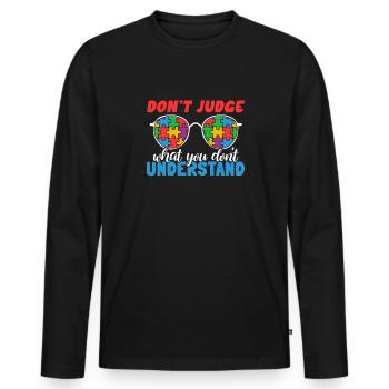 Sensibilisation à l’autisme – Ne jugez pas ce que - T-shirt manches longues Premium bio Homme - noir - Devant - Nico (187cm)