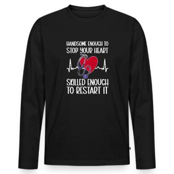 Cardiology Nurse Cardiologist - Men's Premium Organic Long Sleeve Shirt - black - Front - Nico (187cm)