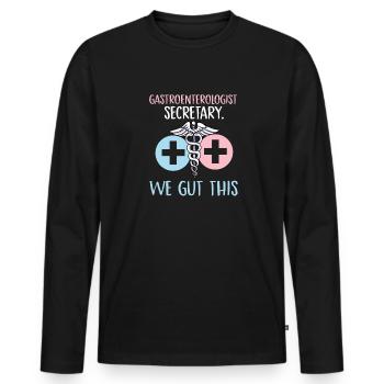 gastroenterologist secretary we gut this Design - Men's Premium Organic Long Sleeve Shirt - black - Front - Nico (187cm)