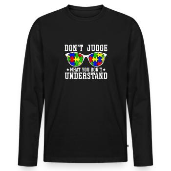 Autism Awareness – Don't Condemn What - Men's Premium Organic Long Sleeve Shirt - black - Front - Nico (187cm)