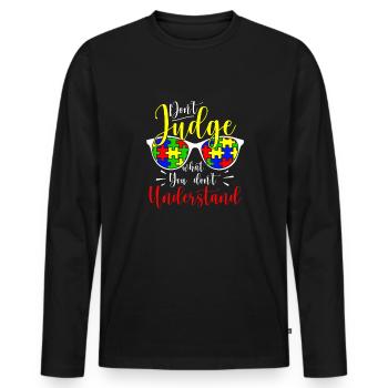 Autism Awareness – Don't Condemn What - Men's Premium Organic Long Sleeve Shirt - black - Front - Nico (187cm)