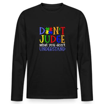 Autism Awareness – Don't Condemn What - Men's Premium Organic Long Sleeve Shirt - black - Front - Nico (187cm)
