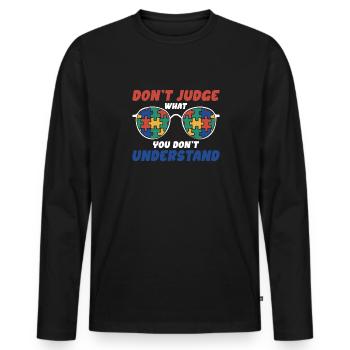 Autism Awareness – Don't Condemn What - Men's Premium Organic Long Sleeve Shirt - black - Front - Nico (187cm)