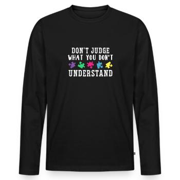 Autism Awareness – Don't Condemn What - Men's Premium Organic Long Sleeve Shirt - black - Front - Nico (187cm)