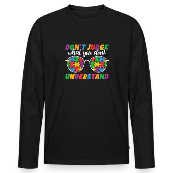 Autism Awareness – Don't Condemn What - Men's Premium Organic Long Sleeve Shirt - black - Front - Nico (187cm)