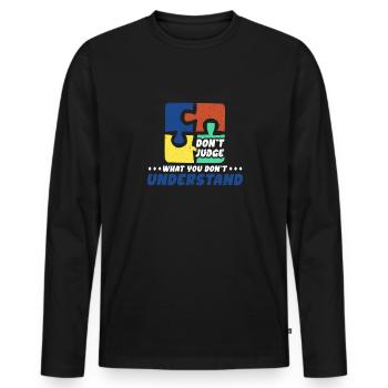 Autism Awareness – Don't Condemn What - Men's Premium Organic Long Sleeve Shirt - black - Front - Nico (187cm)