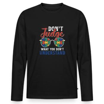 Autism Awareness – Don't Condemn What - Men's Premium Organic Long Sleeve Shirt - black - Front - Nico (187cm)