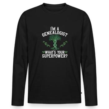 Genealogy Genealogy Genealogist - Men's Premium Organic Long Sleeve Shirt - black - Front - Nico (187cm)