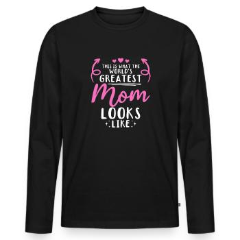 Voici à quoi ressemble la meilleure maman du monde - Fête des mères - T-shirt manches longues Premium bio Homme - noir - Devant - Nico (187cm)