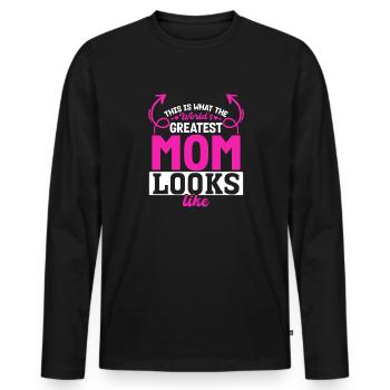 So sieht die beste Mama der Welt aus - Muttertag - Männer Premium Bio Langarmshirt - Schwarz - Vorne - Nico (187cm)