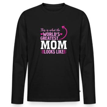 Voici à quoi ressemble la meilleure maman du monde - Fête des mères - T-shirt manches longues Premium bio Homme - noir - Devant - Nico (187cm)