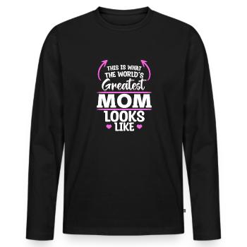 Voici à quoi ressemble la meilleure maman du monde - Fête des mères - T-shirt manches longues Premium bio Homme - noir - Devant - Nico (187cm)