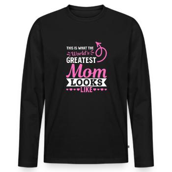 So sieht die beste Mama der Welt aus - Muttertag - Männer Premium Bio Langarmshirt - Schwarz - Vorne - Nico (187cm)