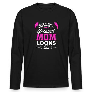 So sieht die beste Mama der Welt aus - Muttertag - Männer Premium Bio Langarmshirt - Schwarz - Vorne - Nico (187cm)