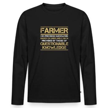 Funny Novelty Gift For Farmer - Men's Premium Organic Long Sleeve Shirt - black - Front - Nico (187cm)