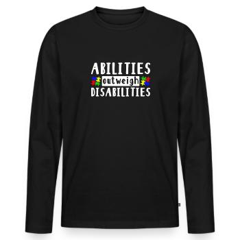 Autism awareness - abilities predominate - Men's Premium Organic Long Sleeve Shirt - black - Front - Nico (187cm)