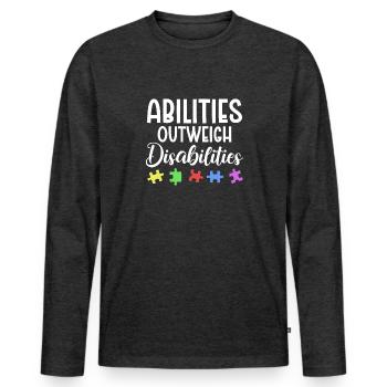 Autism awareness - abilities predominate - Men's Premium Organic Long Sleeve Shirt - heather anthracite - Front - Nico (187cm)