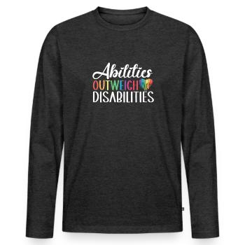 Autism awareness - abilities predominate - Men's Premium Organic Long Sleeve Shirt - heather anthracite - Front - Nico (187cm)